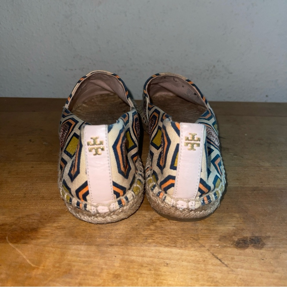 Tory Burch Cecily Embellished Espadrille Flats Octagon Square Ivory Size 7 - Picture 5 of 5